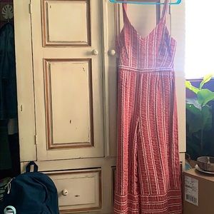 NWT Anthropology striped red cream jumpsuit